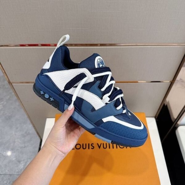 First Copy Shoes Louis Vuitton Skate Trainer Navy Blue 2023