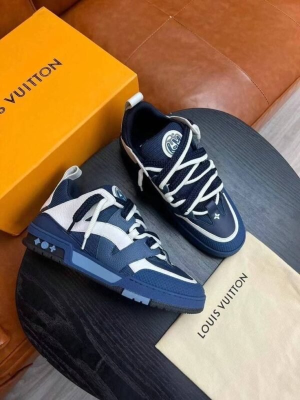 First Copy Shoes Louis Vuitton Skate Trainer Navy Blue 2023