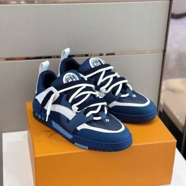 First Copy Shoes Louis Vuitton Skate Trainer Navy Blue 2023