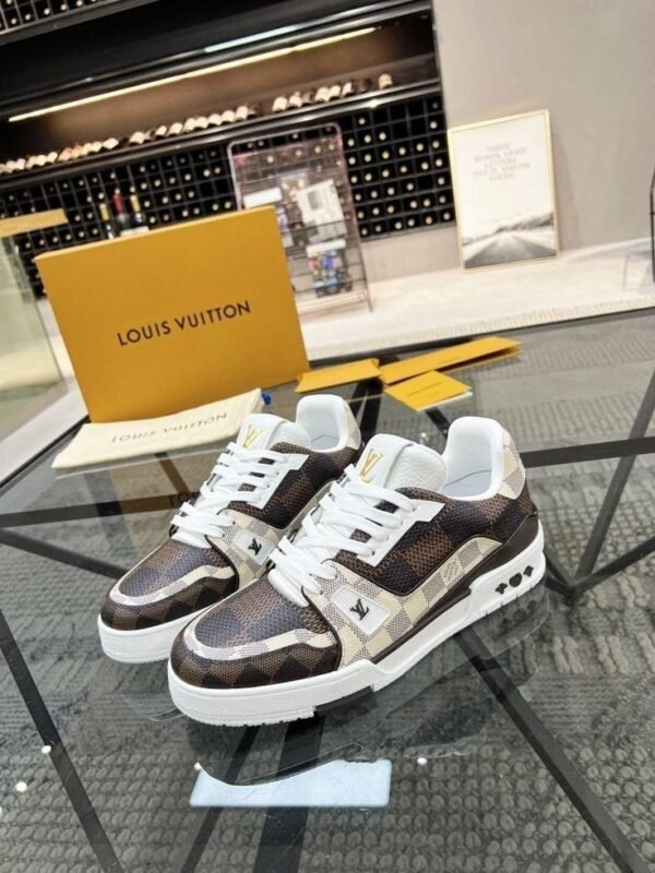 First Copy Shoes Louis Vuitton LV Trainer Brown Checkered