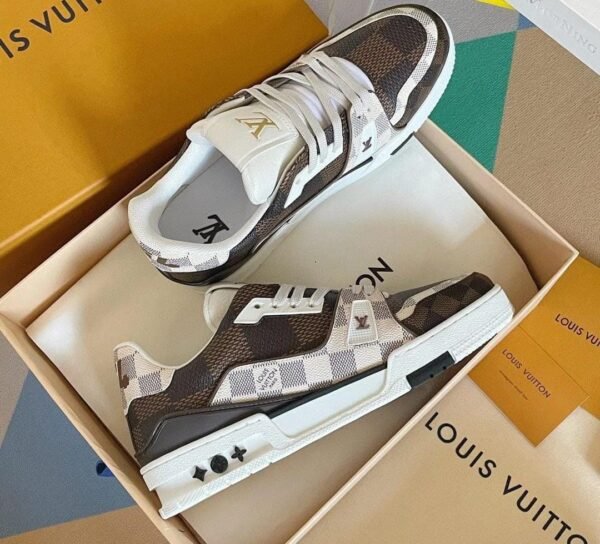 First Copy Shoes Louis Vuitton LV Trainer Brown Checkered