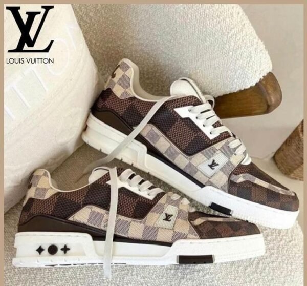 First Copy Shoes Louis Vuitton LV Trainer Brown Checkered