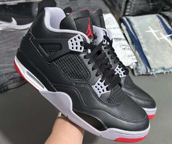 First Copy Shoes Nike Air Jordan Retro 4 Bred Reimagined Leather