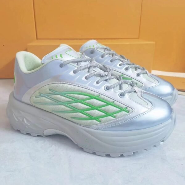 First Copy Shoes Louis Vuitton LV Discovery Lace Up Silver Green