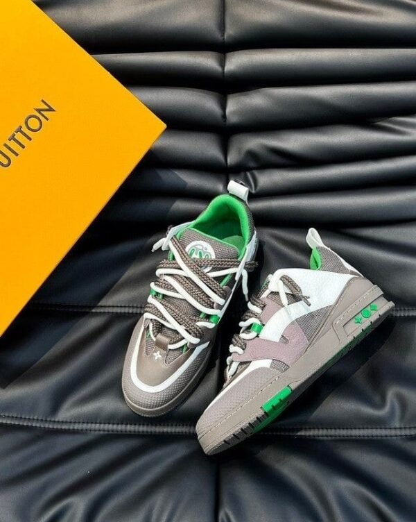 First Copy Shoes Louis Vuitton Skate Trainer Grey Green 2023