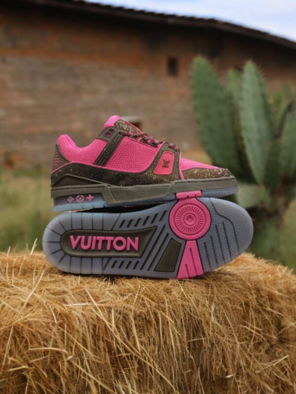 First Copy Shoes Louis Vuitton Crystal Diamond Pink Sneaker