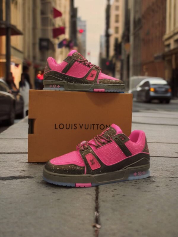 First Copy Shoes Louis Vuitton Crystal Diamond Pink Sneaker