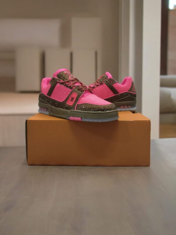 First Copy Shoes Louis Vuitton Crystal Diamond Pink Sneaker