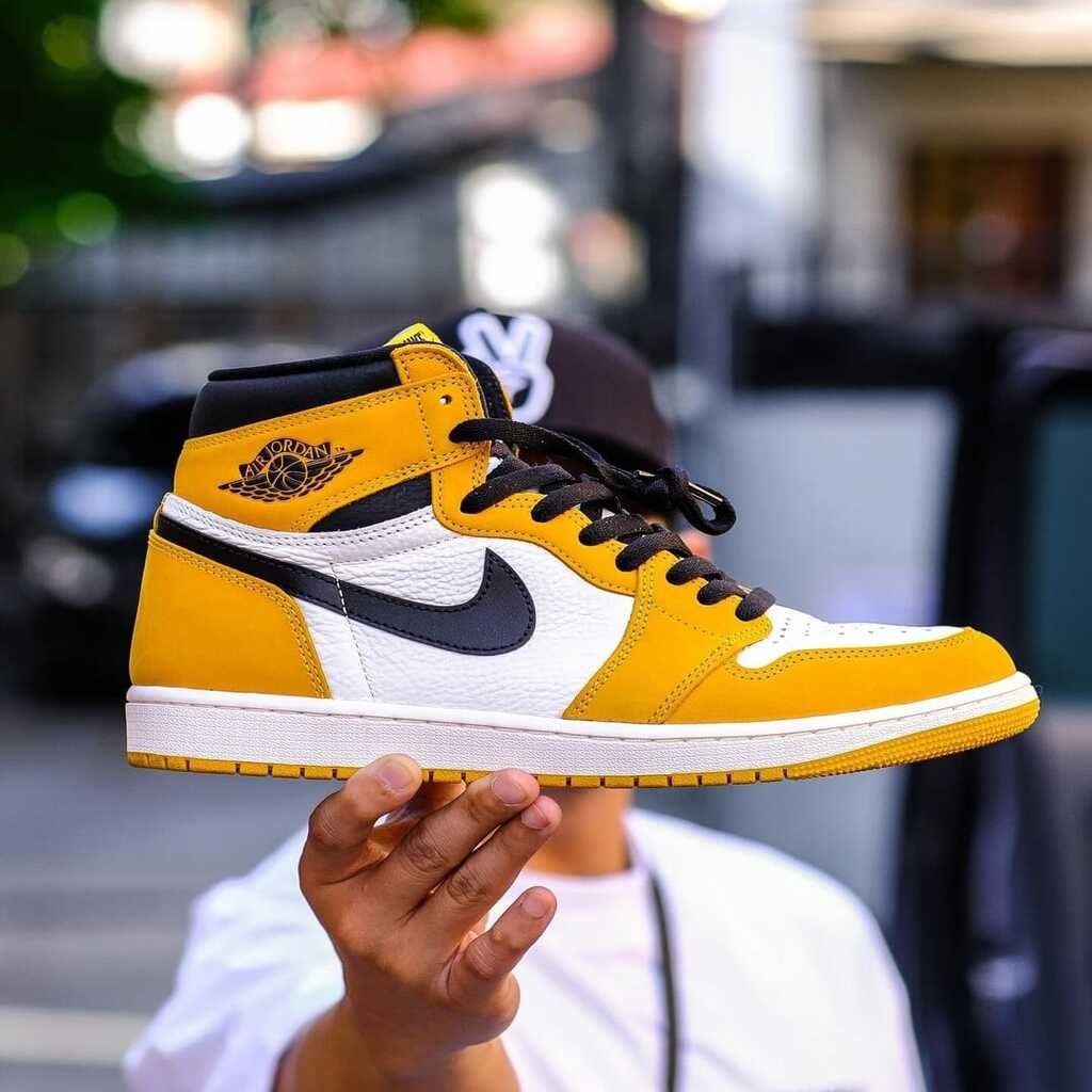 First Copy Shoes Nikee Air Jordan 1 High Retro OG Yellow Ocher Black