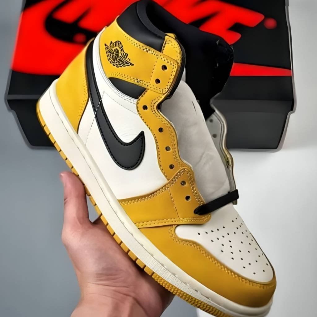 First Copy Shoes Nike Air Jordan 1 High Retro OG Yellow Ocher Black