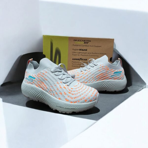 First Copy Shoes Skechers Max Road Hyper Burst Grey Orange