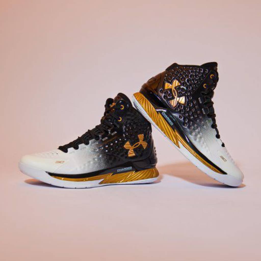 First Copy Shoes Under Armour Stephen Curry 1 Black White Gold