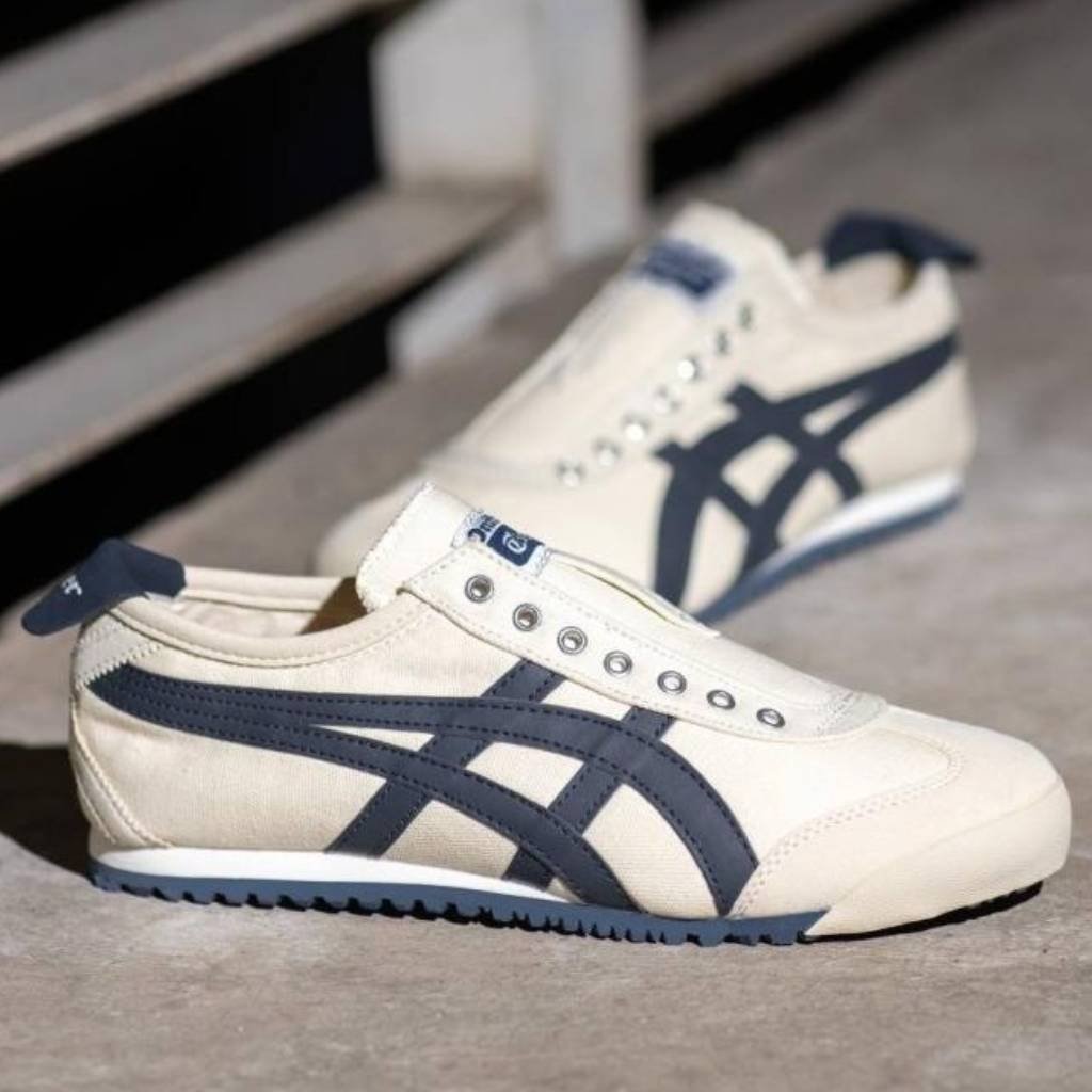 First Copy Shoes Onitsuka Tiger Slip On Navy Blue Beige