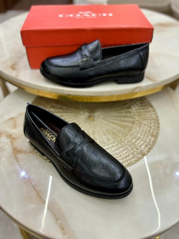 First Copy Shoes COACH Classic Leather Loafer Black/Brown