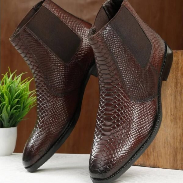 First Copy Shoes Crocodile-Pattern Chelsea Boots