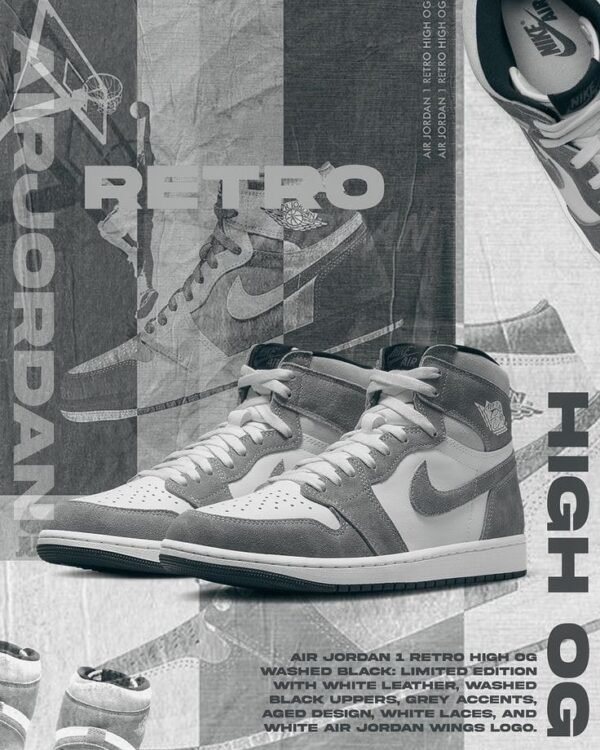 First Copy Shoes Nike Air Jordan Retro 1 High Washed Grey