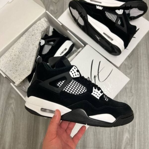 First Copy Shoes Nike Air Jordan Retro 4 Black White Semi UA