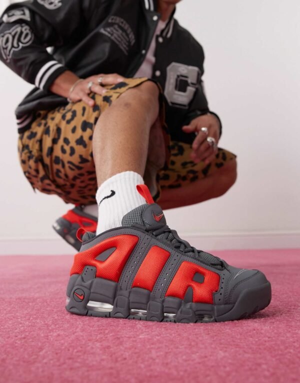 First Copy Shoes Nike Air More Uptempo Dark Grey Light Crimson