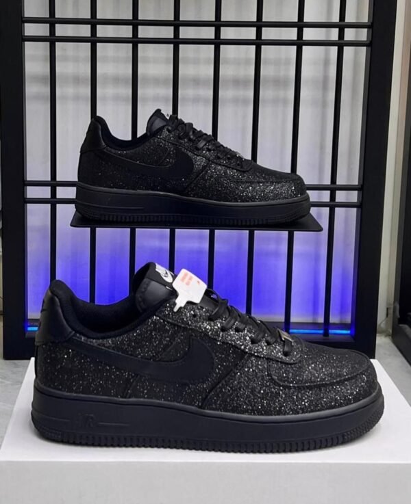 First Copy Shoes Nike Airforce 1 All Black Glitter-2
