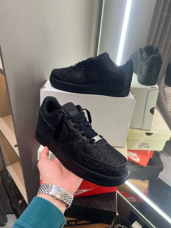 First Copy Shoes Nike Airforce 1 All Black Glitter-3