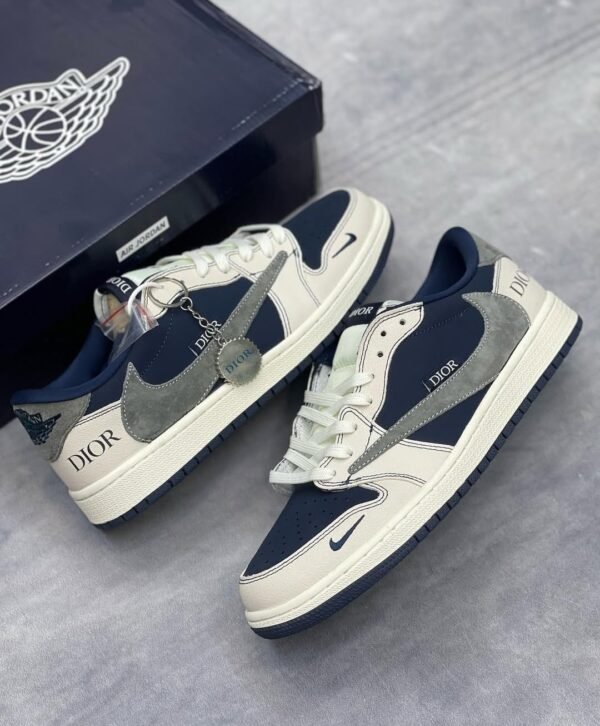 First Copy Shoes Dior Air Jordan Retro 1 X Travis Scott Navy Blue-4