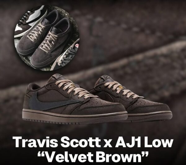 First Copy Shoes Travis Scott x Air Jordan 1 Retro Low OG SP Velvet Brown-1