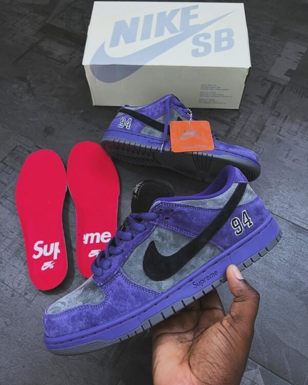First Copy Shoes Supreme x Nike SB Dunk Low Ink Iron Grey-2
