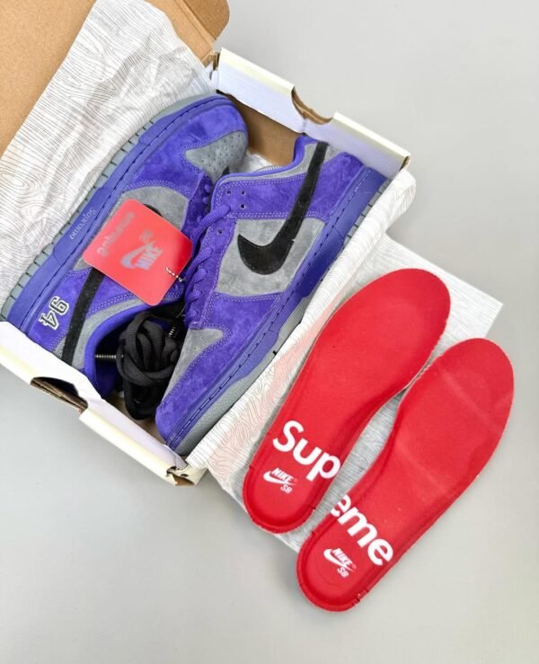 First Copy Shoes Supreme x Nike SB Dunk Low Ink Iron Grey-3