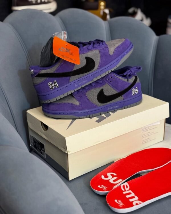 First Copy Shoes Supreme x Nike SB Dunk Low Ink Iron Grey-6