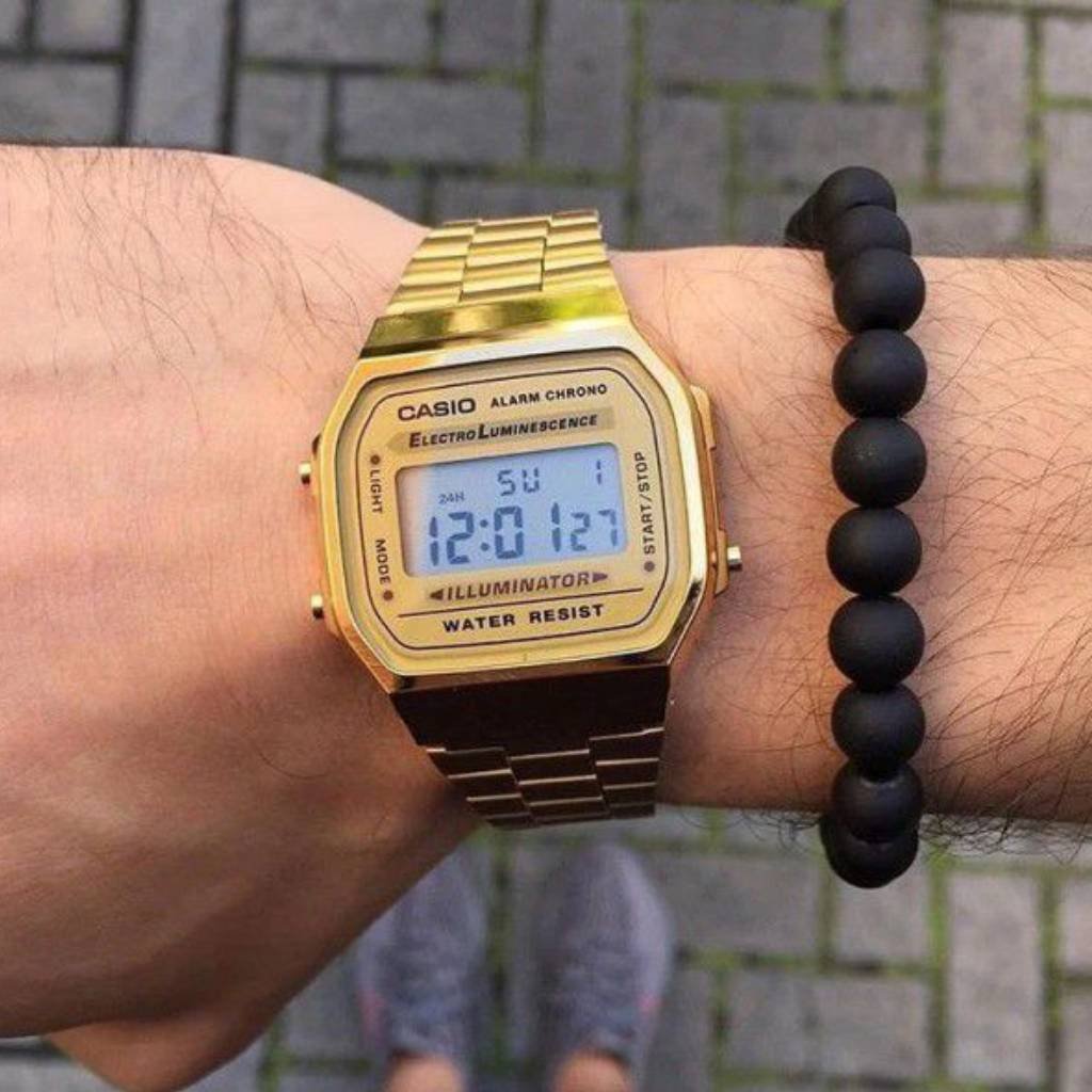 Casio A168WG-9 Electro Luminescence Gold Digital Watch