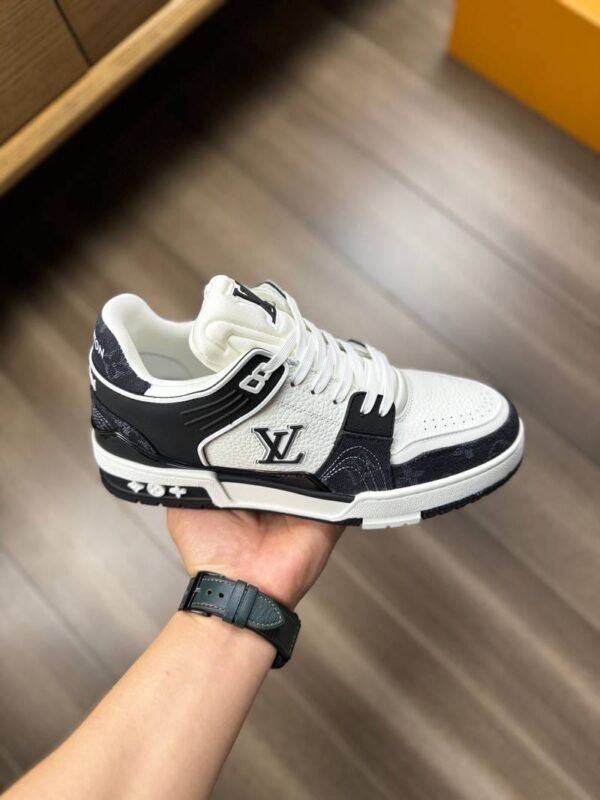 First Copy Shoes Louis Vuitton LV Trainer Nigo Denim Black White-7