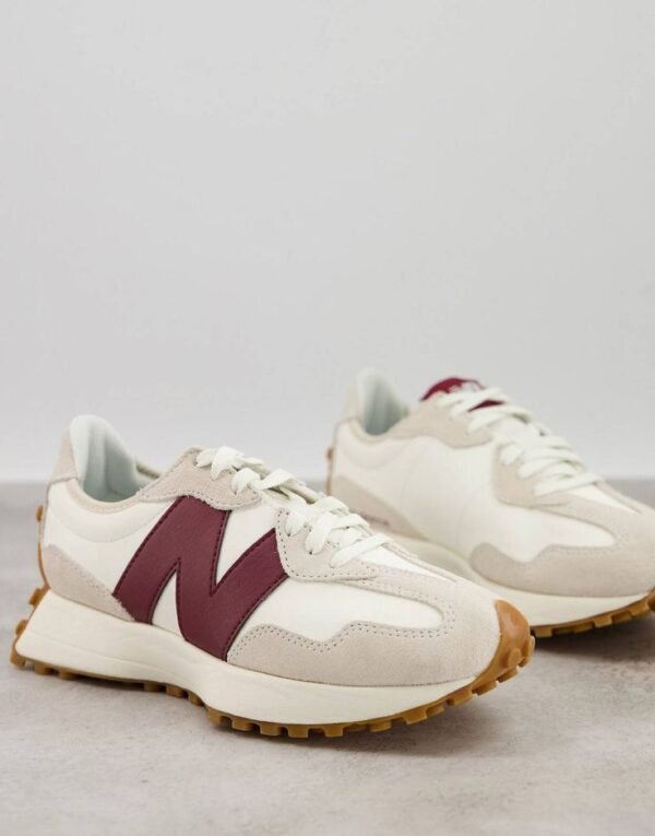 First Copy Shoes New Balance 327 White Burgundy-3