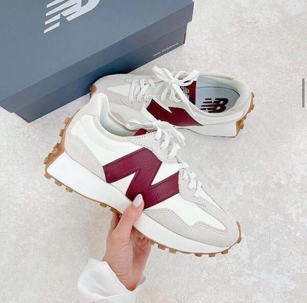 First Copy Shoes New Balance 327 White Burgundy-4