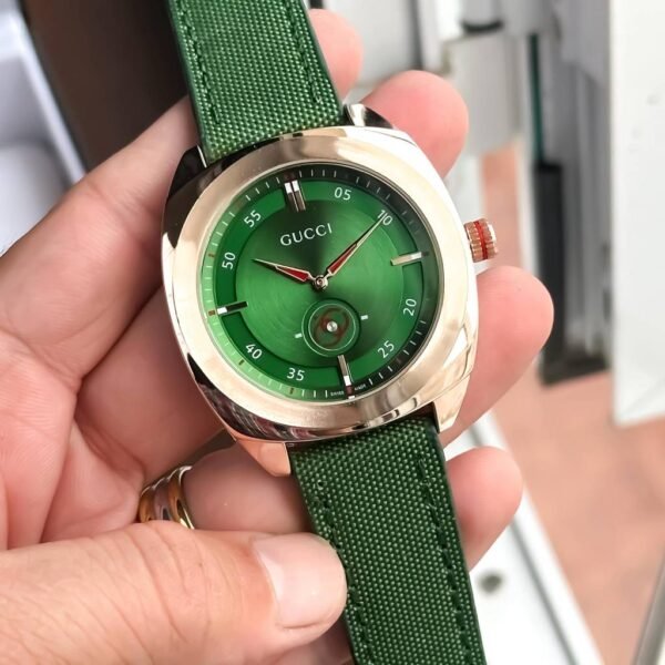 First Copy GUCCI Men’s Leather Watch – Green Edition