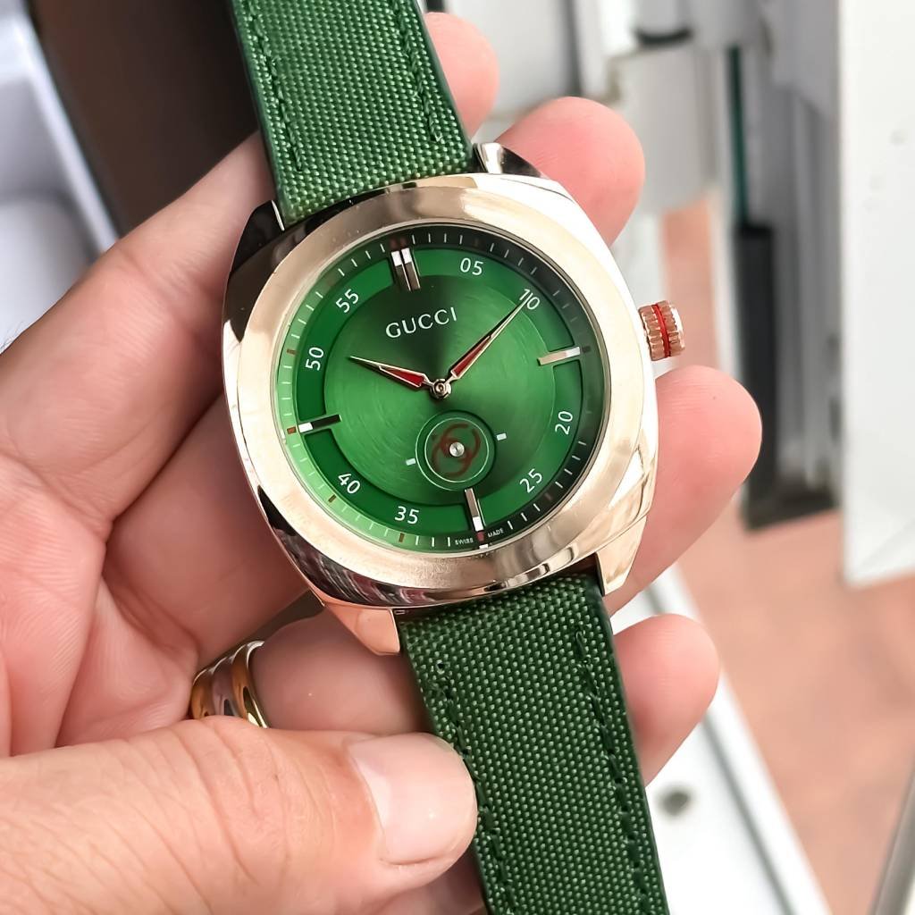 First Copy GUCCI Men’s Leather Watch – Green Edition