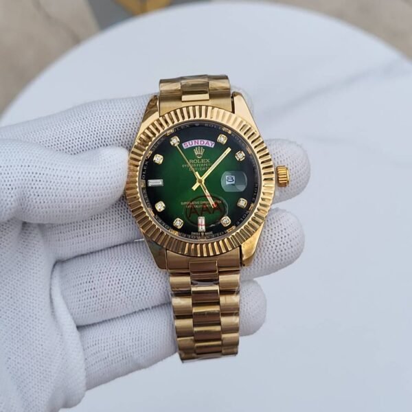 First Copy Rolex Gold Green Dial Day-Date Watch