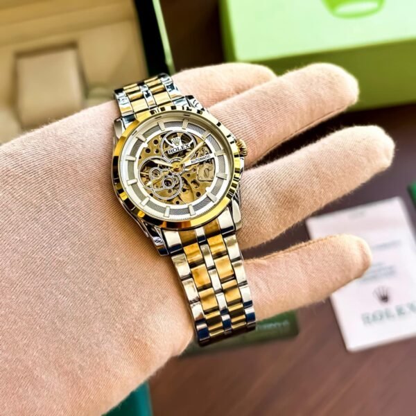 First Copy Rolex Luxury Two-Tone Automatic Skeleton Watch-1