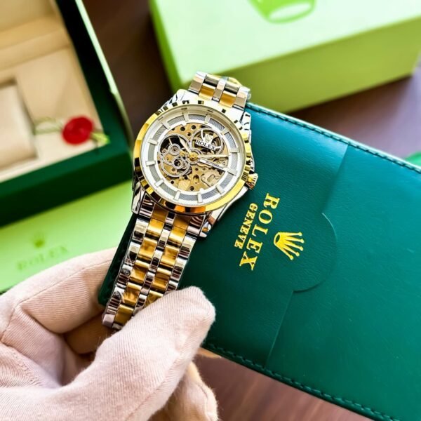 First Copy Rolex Luxury Two-Tone Automatic Skeleton Watch-2