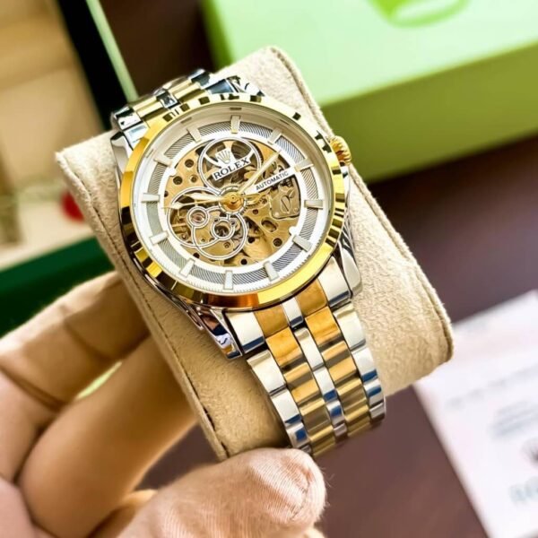 First Copy Rolex Luxury Two-Tone Automatic Skeleton Watch
