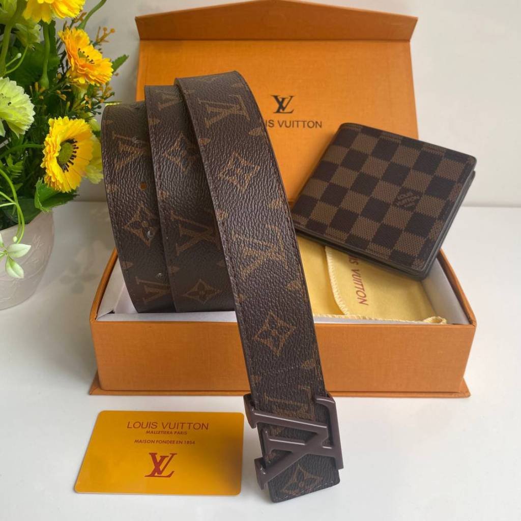 First Copy Louis Vuitton Premium Belt Wallet Combo