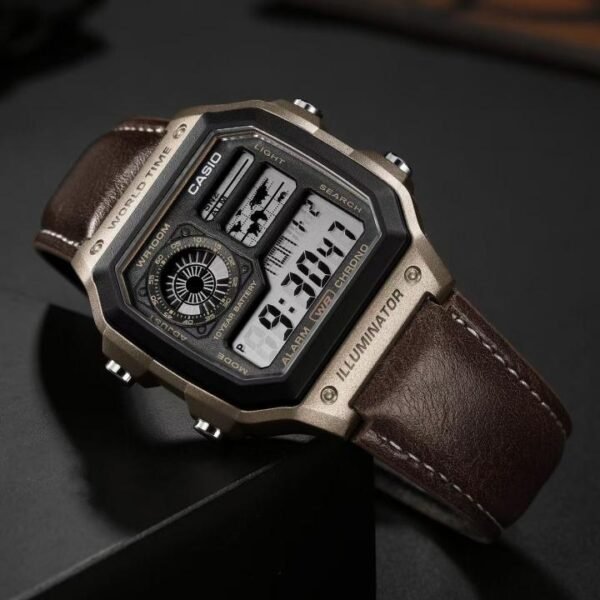 First Copy Casio AE-1200 Illuminator Camel Brown - J1231-WORLD TIME-2