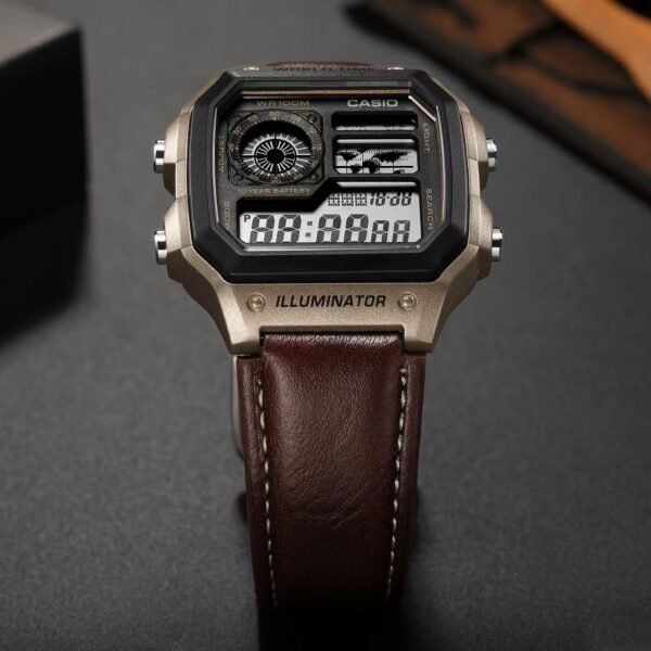 First Copy Casio AE-1200 Illuminator Camel Brown - J1231-WORLD TIME