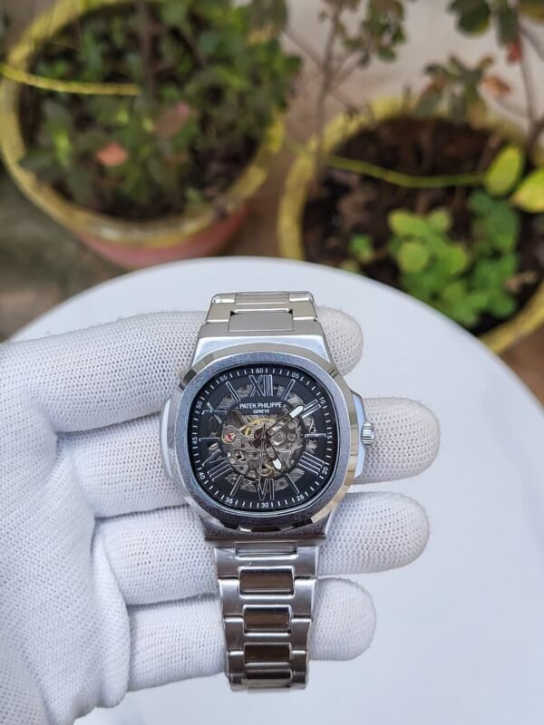 First Copy Patek Philippe Nautilus Skeleton Automatic Silver Dial-2