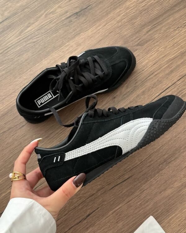 First Copy Shoes Puma Bella UT Leather Black Silver-2