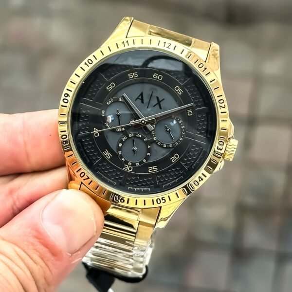 First Copy Armani Exchange AX2459 Gold Black Chrono Watch-3
