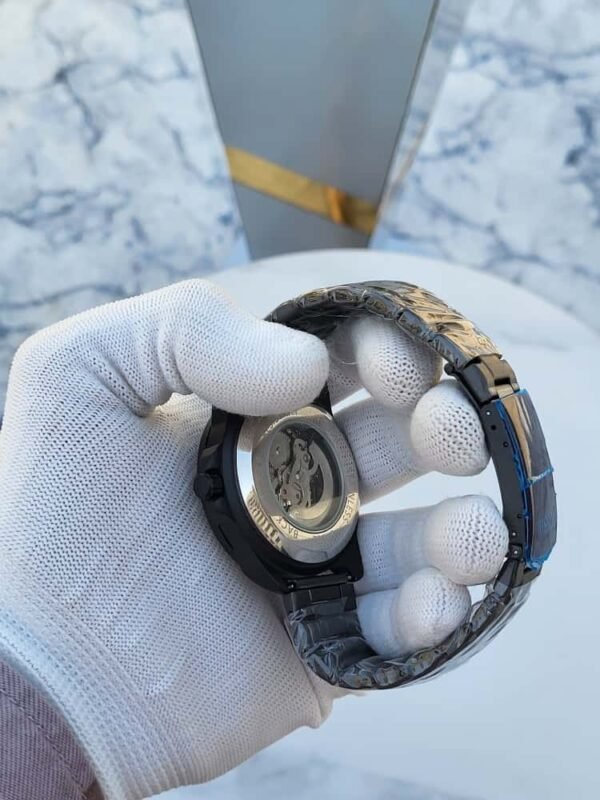 First Copy Fossil Matte Black Gold Skeleton Watch-2