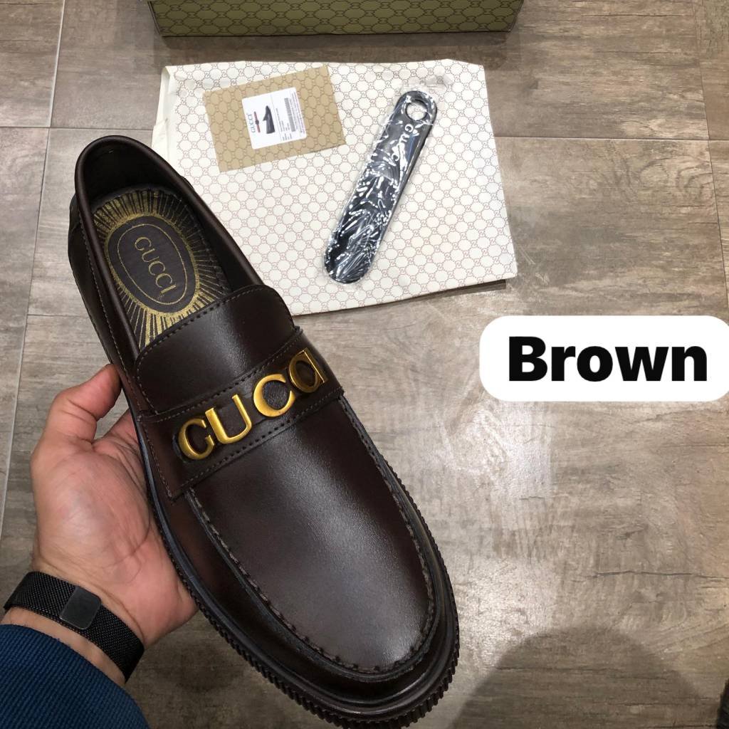 First Copy Shoes Gucci Brown Leather Loafer