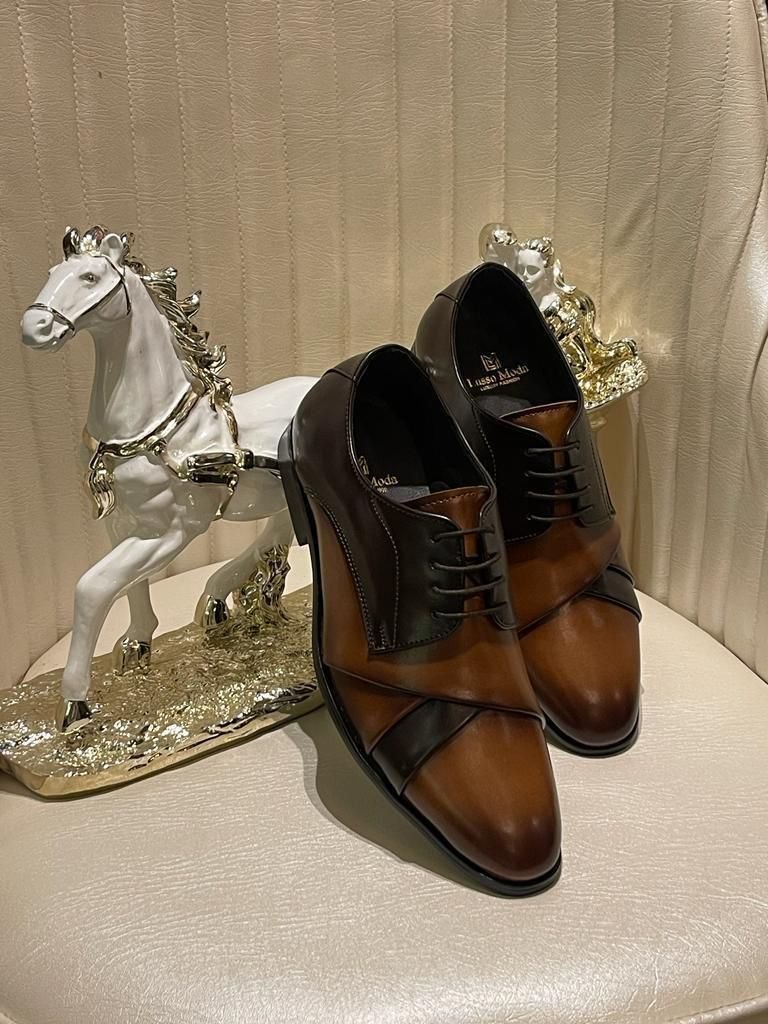 Lusso Moda Brown Premium Leather Oxford Shoes 4 First Copy Shoes Lusso Moda Brown Premium Leather Oxford-2