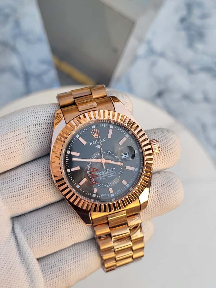 Rolex Sky-Dweller Rose Gold Black Dial 2 First Copy Watch Rolex Sky-Dweller Rose Gold Black Dial-2