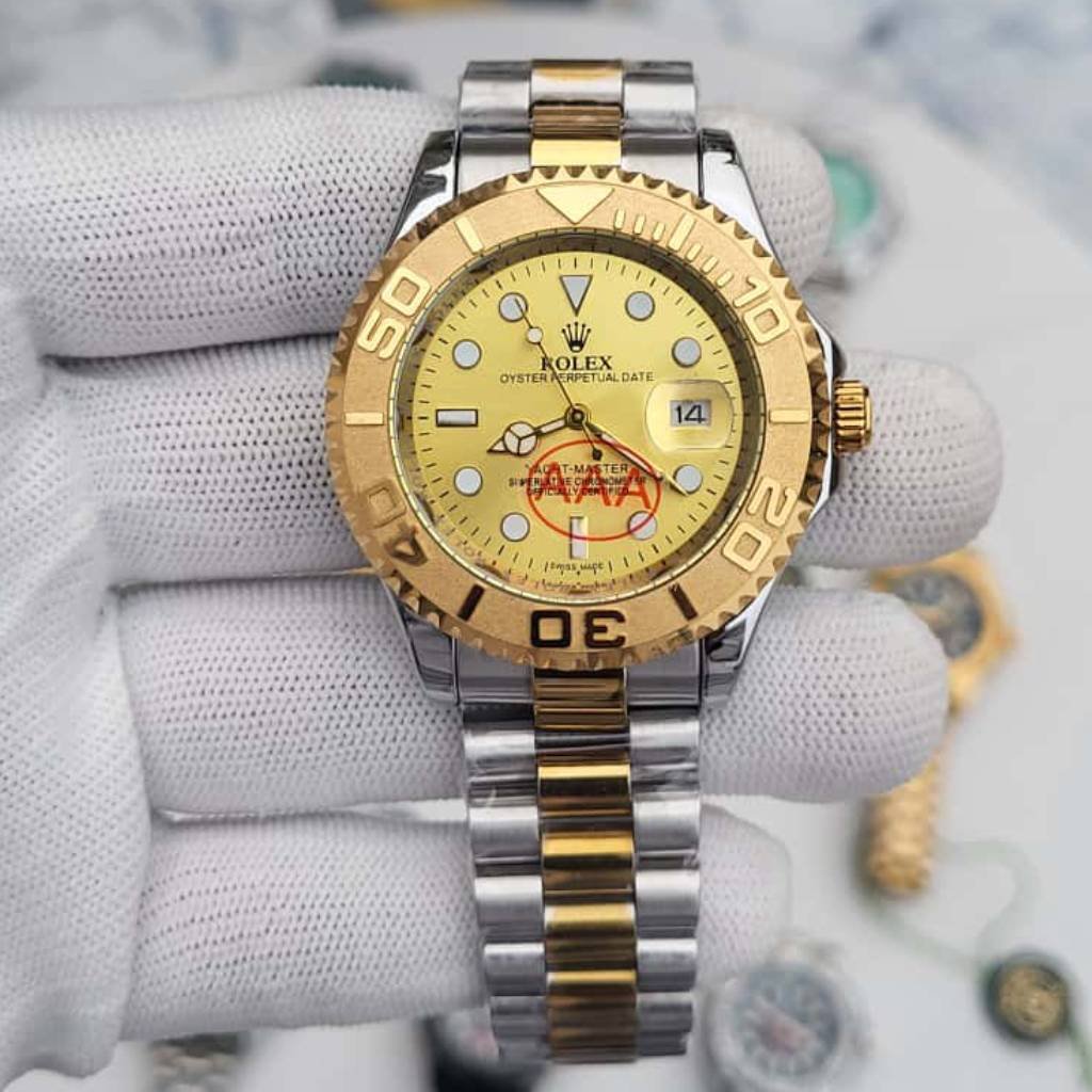 First Copy Rolex Gold Silver Yacht Master Watch